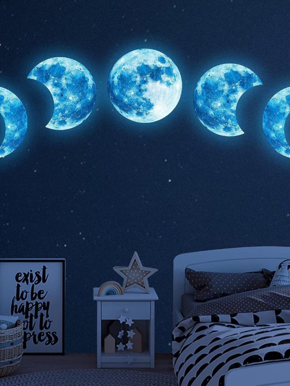 10Pcs Glow in the Dark Moon Wall Decals Space Planet Wall Stickers